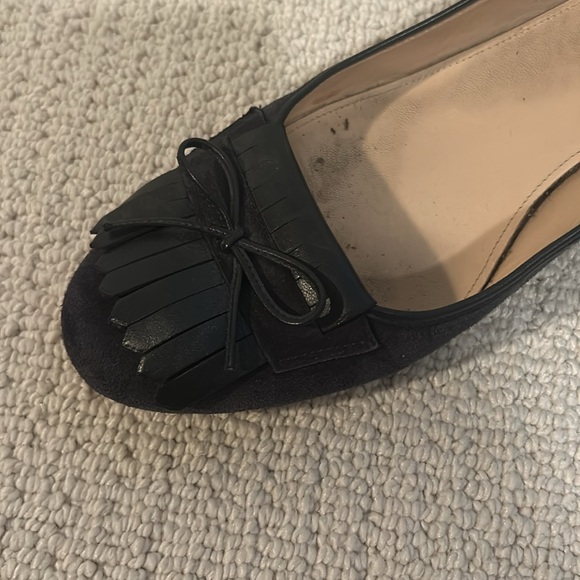 J Crew navy stacked heel shoes- size 11 - Picture 2 of 5